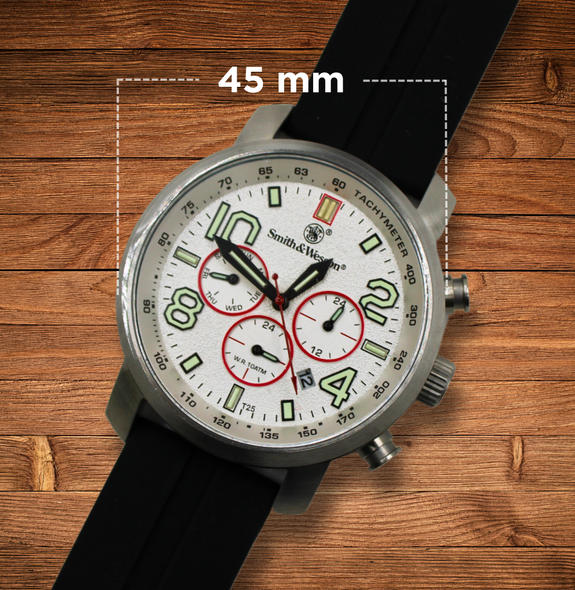 White Smith & Wesson Tritium Chronograph Red, Silicone Strap