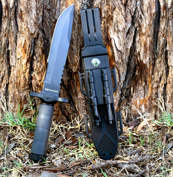 Humvee Next Gen. Survival Knife w/ Sharpener & Firestarter