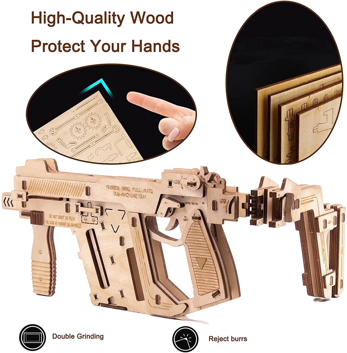 Caliber Rubber Band Machine Gun Puzzle Wood