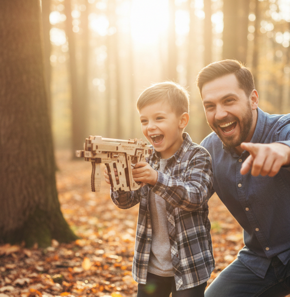 Caliber Rubber Band Machine Gun Puzzle Wood