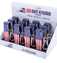 USA KNIVES KEYCHAIN DISPLAY OF 12