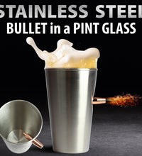 Caliber Gourmet Bullet Pint Glass - Stainless Steel