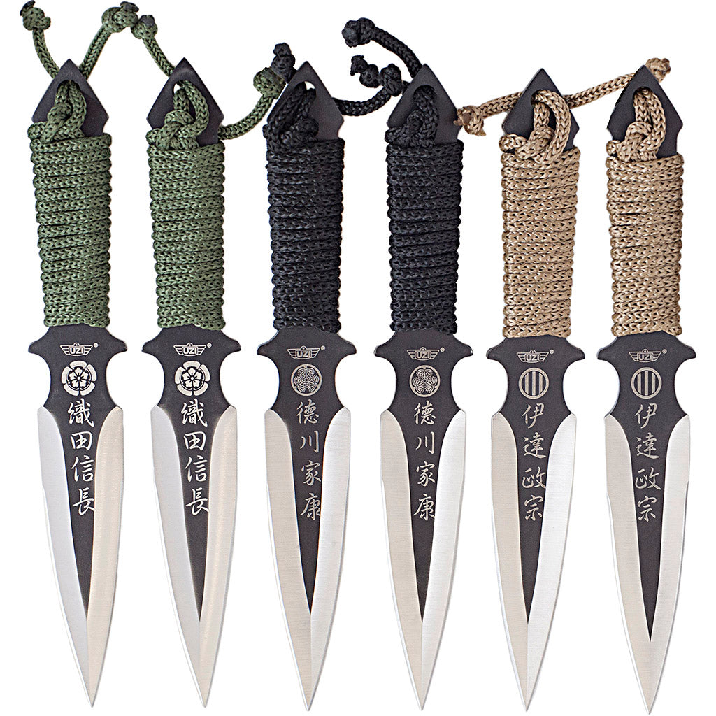 6 NEW! BLACK Skulls THROWING KNIVES Throw Knife WARTECH Gothic Blade Set  of 3