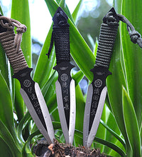 UZI Throwing knives black blade cord wrapped UZK-TRW-006