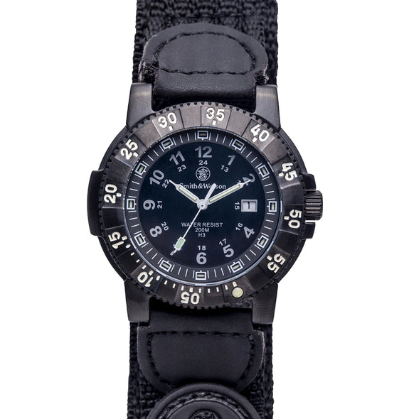 Tactical Watch, Tritium, 45 mm, Black w/Nylon Strap, t-usa
