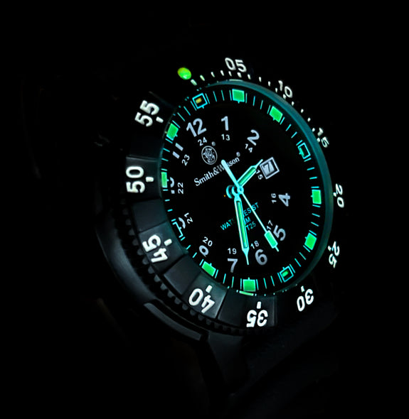 Diver Watch, Tritium, 45 mm, Black w/Rubber Strap