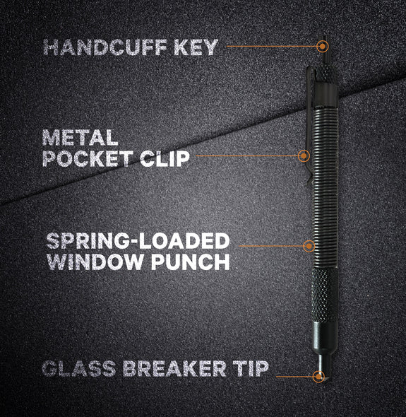 UZI Window Spring Punch handcuff key with pocket clip